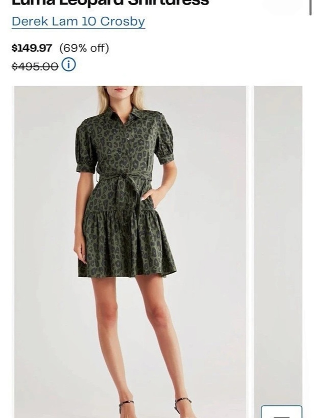 Derek Lam 10 Crosby Luma Leopard Shirtdress Mini Dress